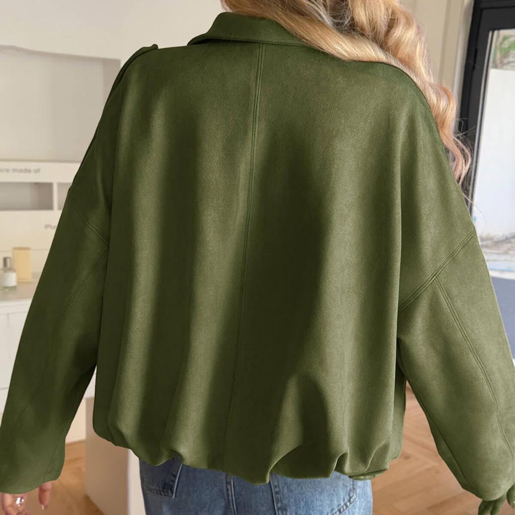 Женская модная однотонная куртка с рукавами и молнией