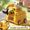 Excavator Water Bottle for Kids 500ml Leak-Proof Cartoon Cup with Wheels Adjustable