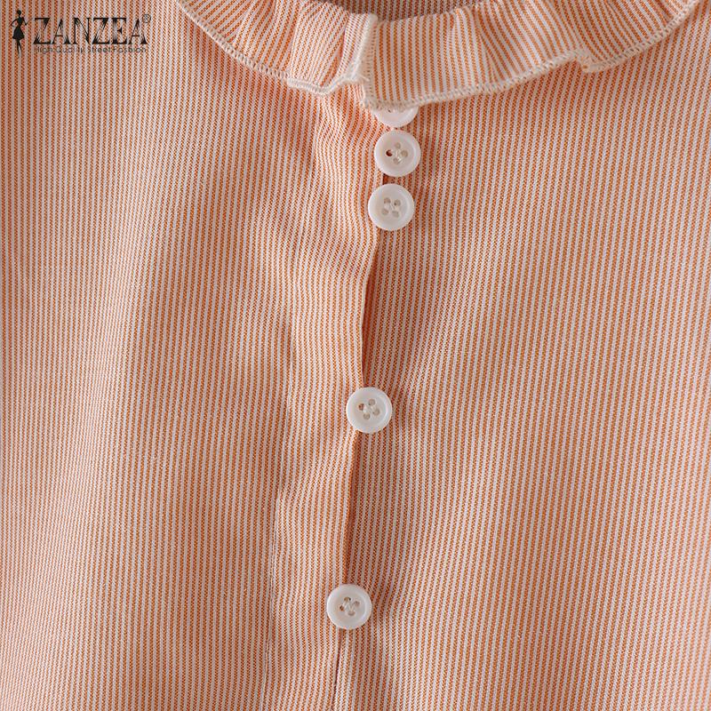 ZANZEA Женская повседневная летняя блузка в полоску с круглым вырезом и рукавом 3/4