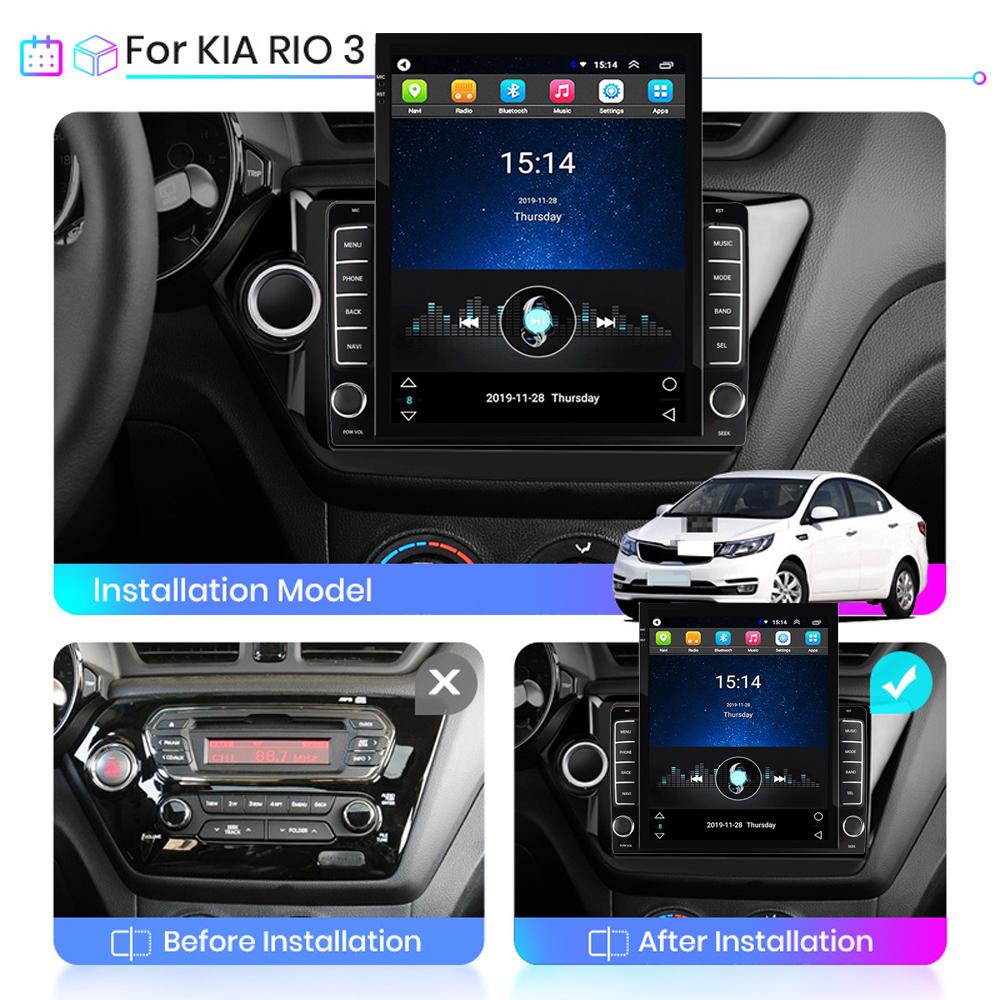 9,7-дюймовый автомобильный радиоприемник на базе Android для KIA RIO 3 2011-2016, 2 DIN Tesla, вертикальный экран, авторадио, мультимедийный плеер Carplay, 2 + 32 ГБ