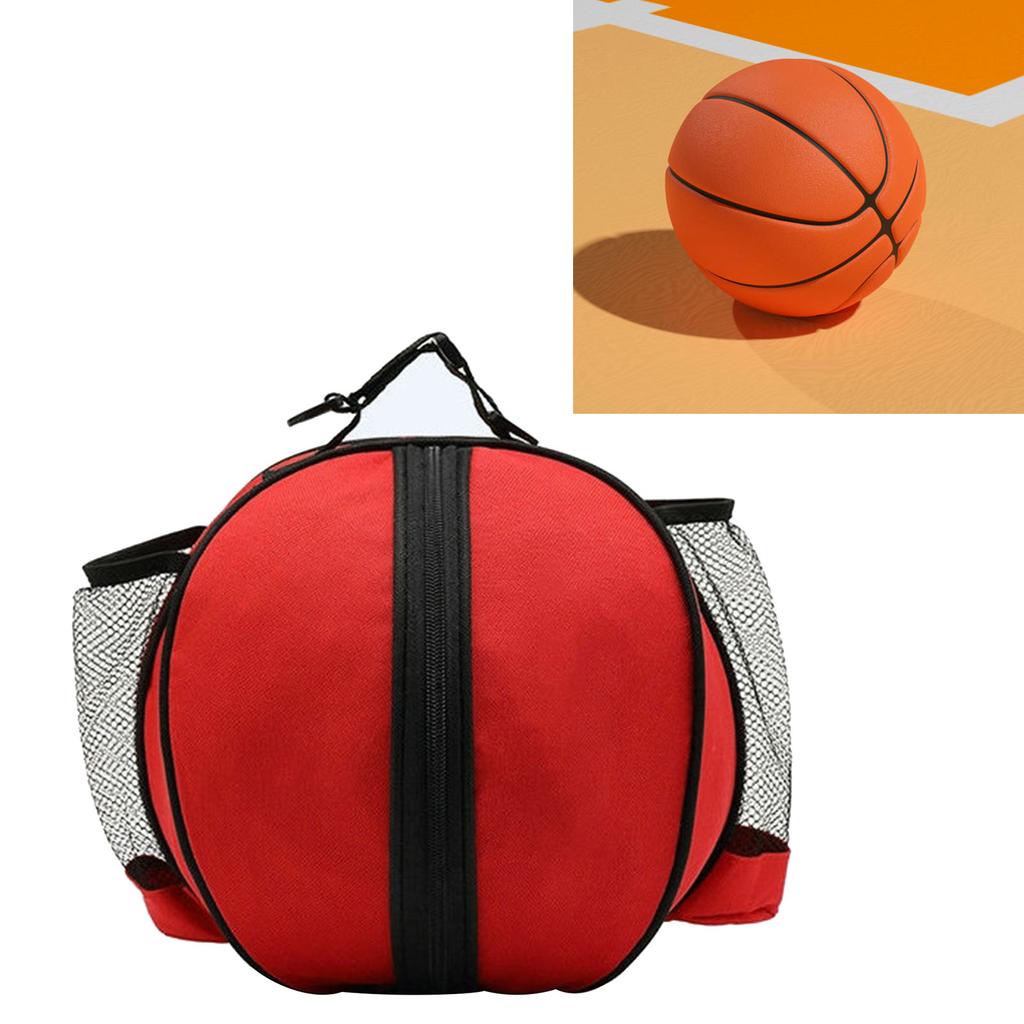 Круглая баскетбольная сумка большой вместимости водонепроницаемая ткань Оксфорд уличная спортивная баскетбольная сумка с эластичным сетчатым карманом красная