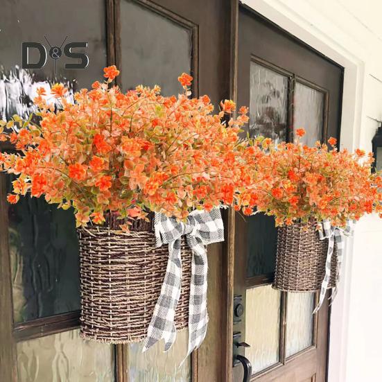 Осенний искусственный цветок с листьями эвкалипта, реалистичный поддельный цветок, Хэллоуин, праздник урожая, вечеринка, домашний офис, стол, центральное украшение, искусственная цветочная ветка