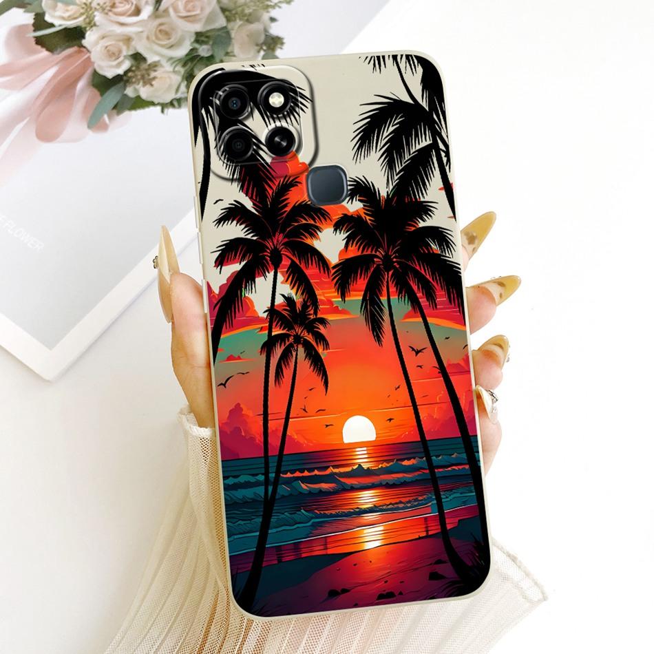 For Infinix Smart 6 X6511 X6511B X6511E Fashion Dusk Beach Painting Phone Case For Infinix Smart6 Soft Silicone Covers Bumpers