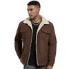 Men's Corduroy Jackets Sherpa Fleece Lined Trucker Jackets Cotton Turn-Down Collar Warm Fall Winter Button Down Jacket Casual Pockets Coat for Men