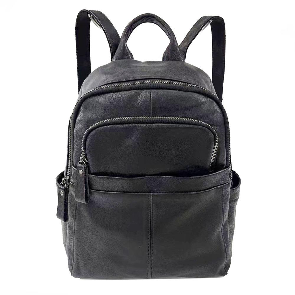 Кожаный рюкзак женский черный воловья кожа женский рюкзак модная универсальная мягкая кожаная женская сумка