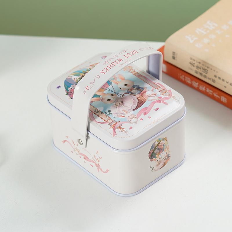 Жестяная коробка для конфет, детские подарки, маленькая жестяная коробка, коробка для печенья, портативная подарочная коробка с кроликом для украшения на день рождения, свадьбу, вечеринку
