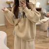 Women's Lazy Style Letter Pullover Sweater Autumn Winter High-End Soft Style Chunky Knit Top Sweet Thickened