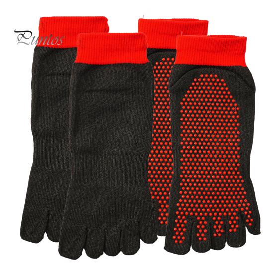 2 Pairs Barefoot Grounding Socks Outdoor Beach Camping Hiking Climbing Five Toes Socks Cut-resistant Men Women Non-slip Silicone Gripper Socks