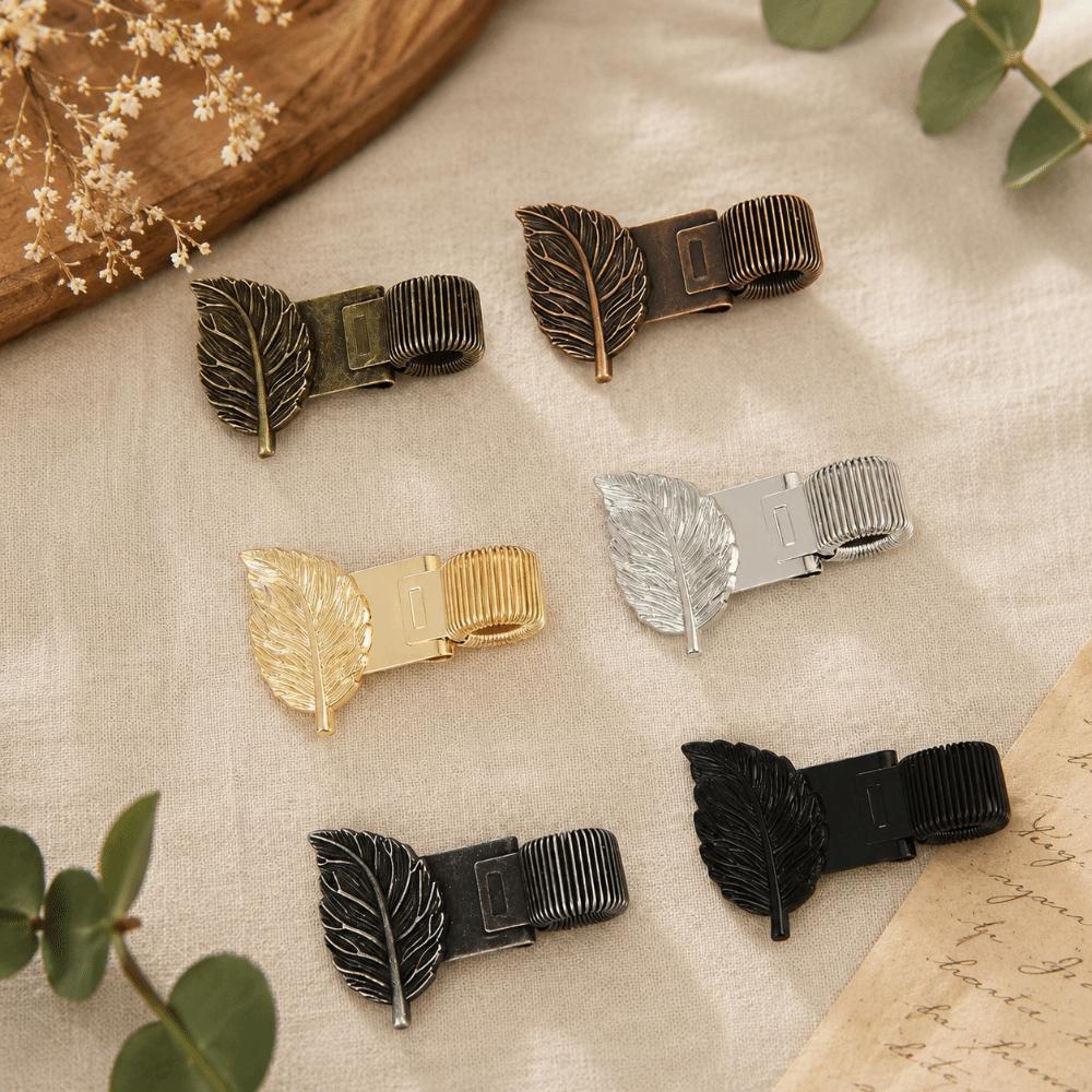 Metal Pen Clip Vintage Leaf Pen Loop Portable Pen Keeper  School Office