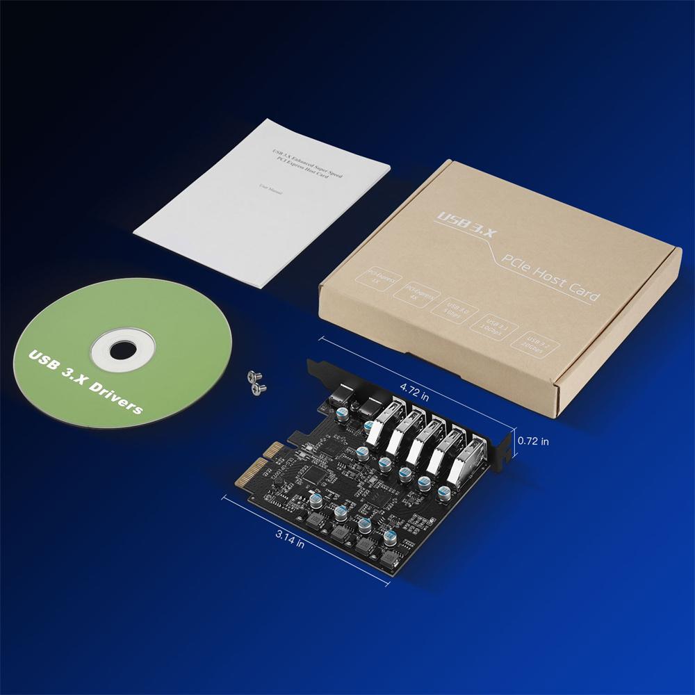 Usb 3.2 Expansion Card 5 Usb-A And 2 Usb-C Ports Max 10Gbps For Desktop Computer