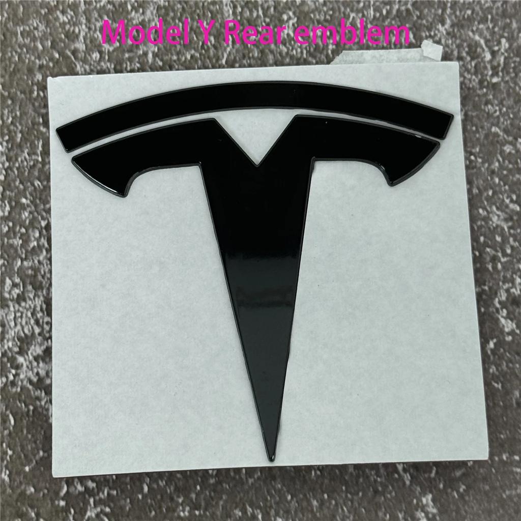 EPYFH1 Front Bumper or Rear Trunk Logo for Tesla Replacement Kit Model 3/Y - Metal Blackened Logo Emblem Car Exterior Decoration Parts