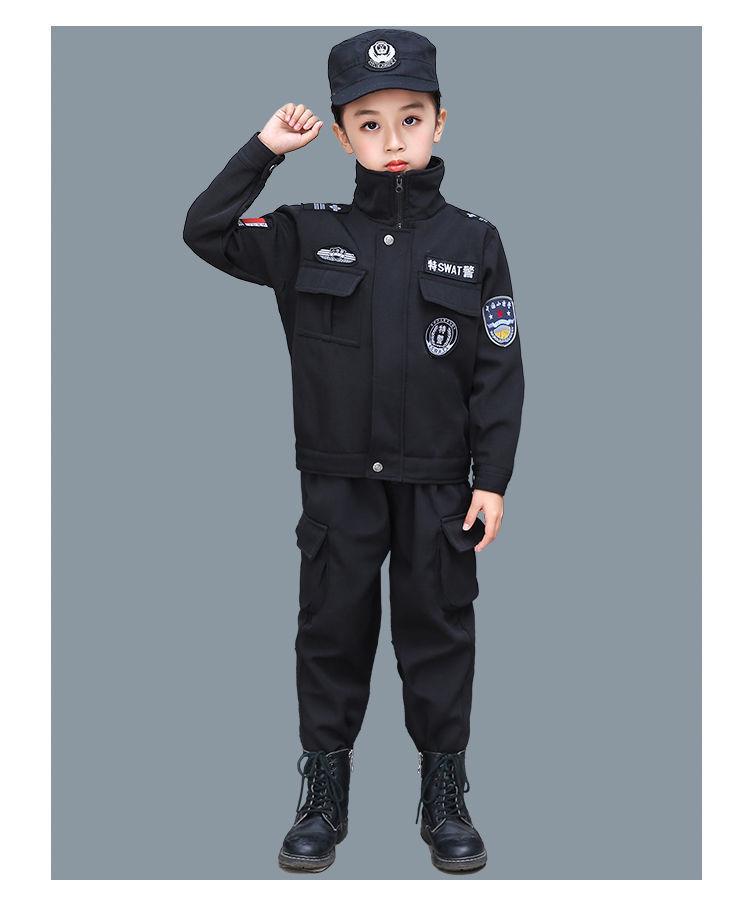 Детский полицейский костюм - Зимний бархатный наряд для выступлений для мальчиков и девочек в детском саду