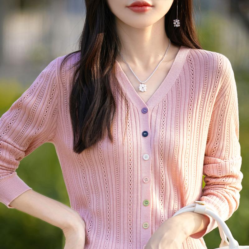 Женский кашемировый кардиган Qinghe Cashmere 50% Шерсть 50% Шелк Женский осенне-зимний кашемировый кардиган Мягкий и теплый
