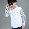 Рубашка джентльмена с длинным рукавом в полоску с длинными рукавами для мальчиков-подростков, топы, одежда