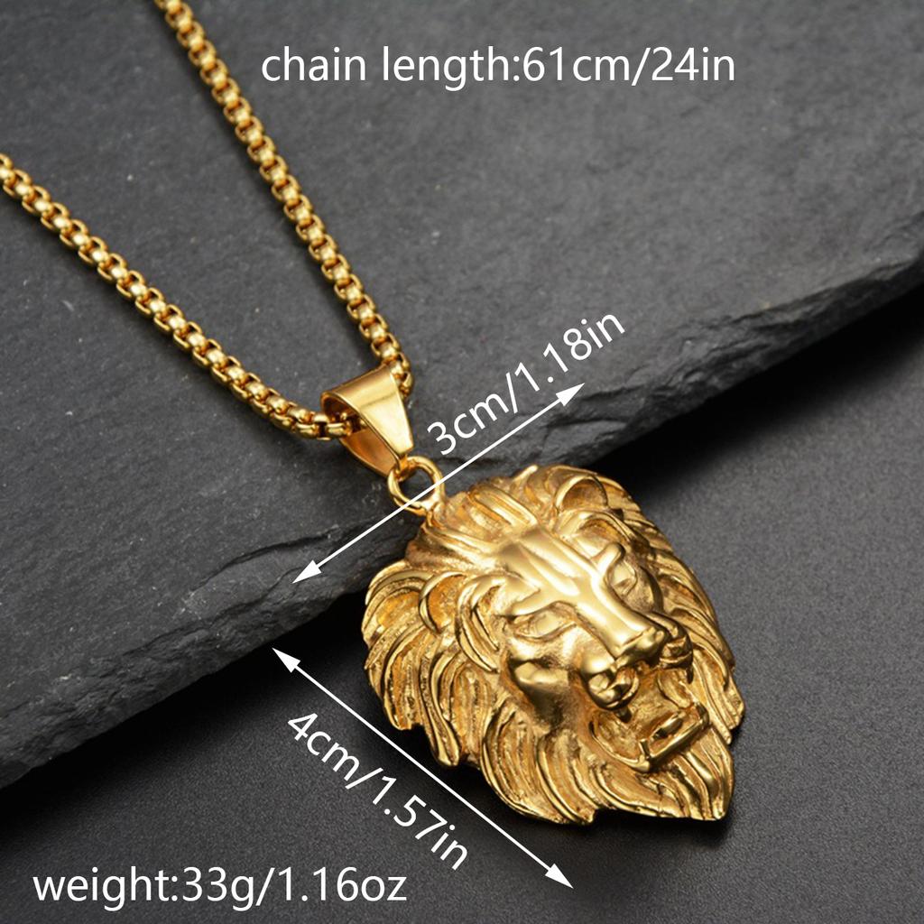 Сияющее и изысканное ожерелье с подвеской в ​​виде головы льва, колье из сплава, идеальный аксессуар для повседневного ношения