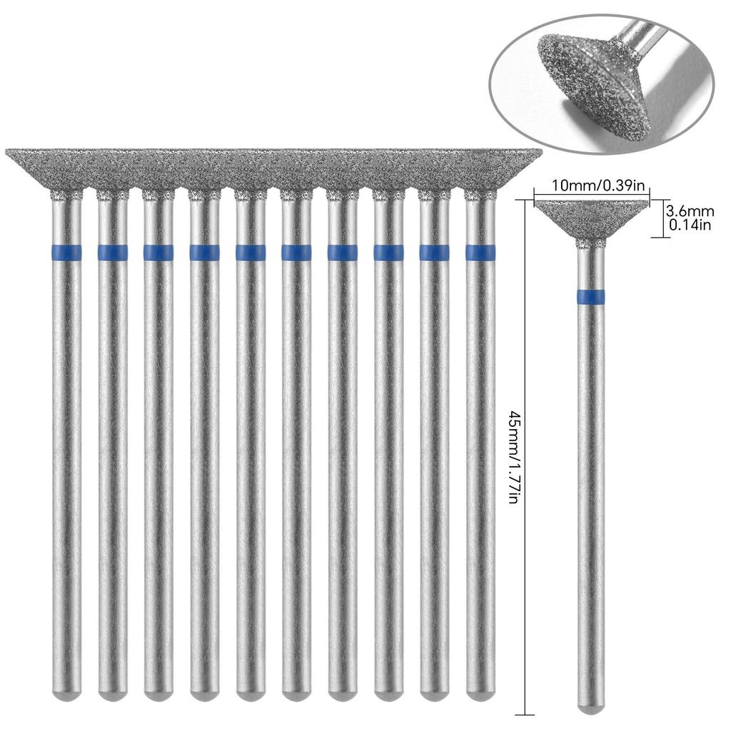 10 шт., алмазные фрезы, набор сверл для ногтей, аксессуары для маникюра, педикюра, электрическая машина, кисточка для ногтей, инструменты для заусенцев