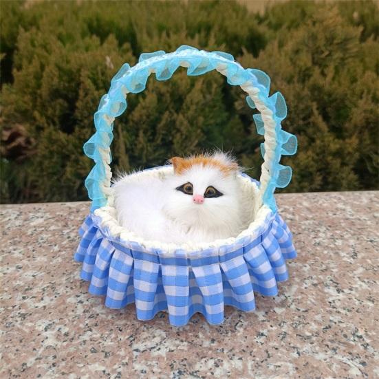 Реалистичная игрушка для кошек со звуком, портативная кружевная корзина с цветами, имитация искусственного меха, модель котенка, украшение, украшение для детей, любителей домашних животных, подарок на день рождения