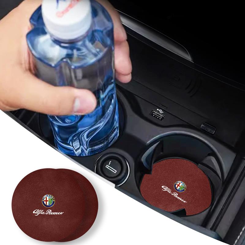 GLSRA1 2PCS Car Coaster Cup Holder Anti-slip Accessories For Alfa Romeo Giulietta 159 147 156 166 Mito Giulia GT Stelvio Tonale