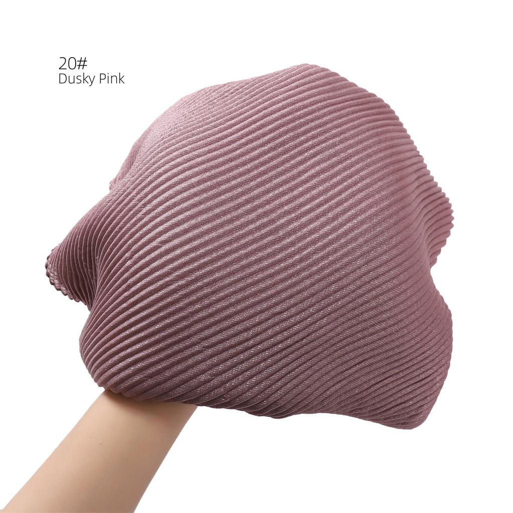 High Quality Breathable Women's Shiny Pleated Hijab Scarf Fashion Polyester Golden Sliver Crinkle Head Wraps Islamic Turban