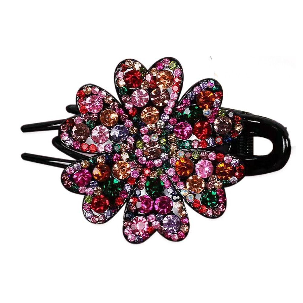 Korean Hair Claws Women Barrettes Flower Hair Clips Rhinestone Duckbill Clips Crystal Hairpins