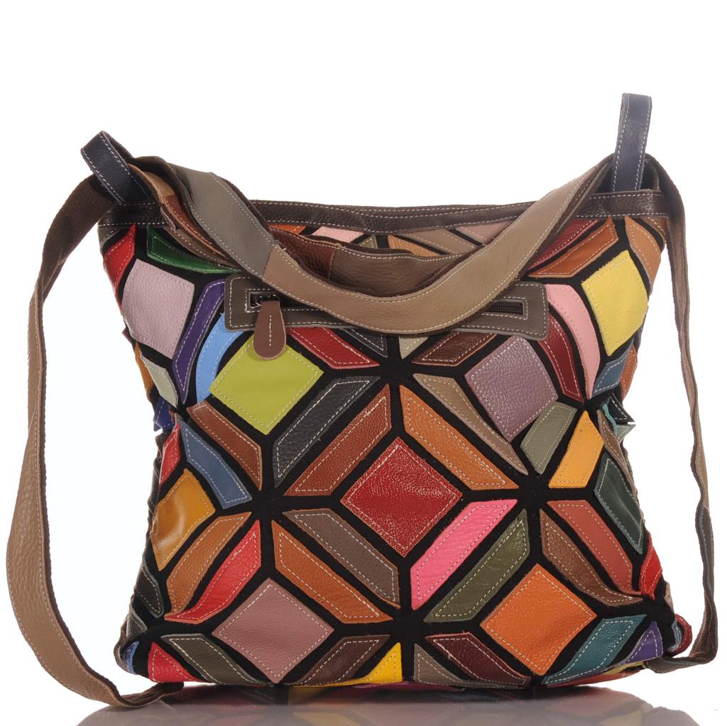 Women's Leather Shoulder Bag – Patchwork Design