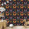 Wallpaper Colorful Butterflies Navy Blue, Turquoise and Gold 50x1000