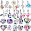 Шармы Медь Оригинальное Сердце Растение Ландыш Роза Клевер Бусины Подходят Браслет Украшения Женщины DIY Подарок