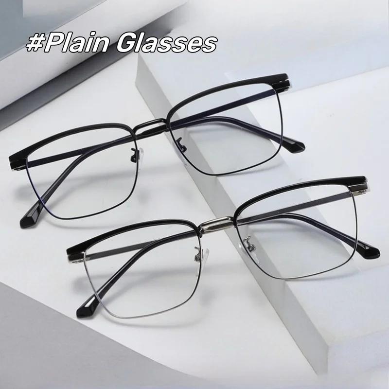 Новые Модные Металлические Очки для Мужчин, Деловые, Плоские, Легкие, Ретро, Нейтральные, Роскошные, Высокого Качества, Защищающие от Синего Света