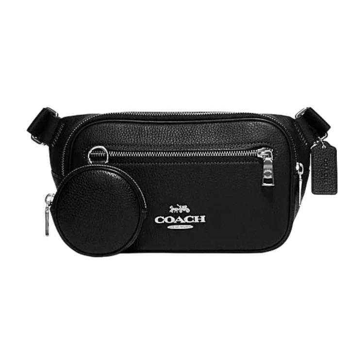 New COACH Elise Leather Combo Bag Fanny Pack Crossbody Bag Men's Black CJ507-SVDTV