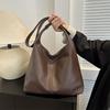 Large-capacity Commuting New Autumn and Winter Popular Solid Color Simple Texture Casual Oblique Span Single Shoulder Tote Bag Women