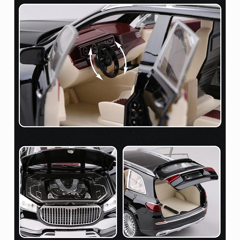 1:24-масштабная металлическая модель автомобиля GLS600, модели автомобилей из литого сплава, 6 дверей можно открыть с помощью звуковых и световых игрушек для детского орнамента