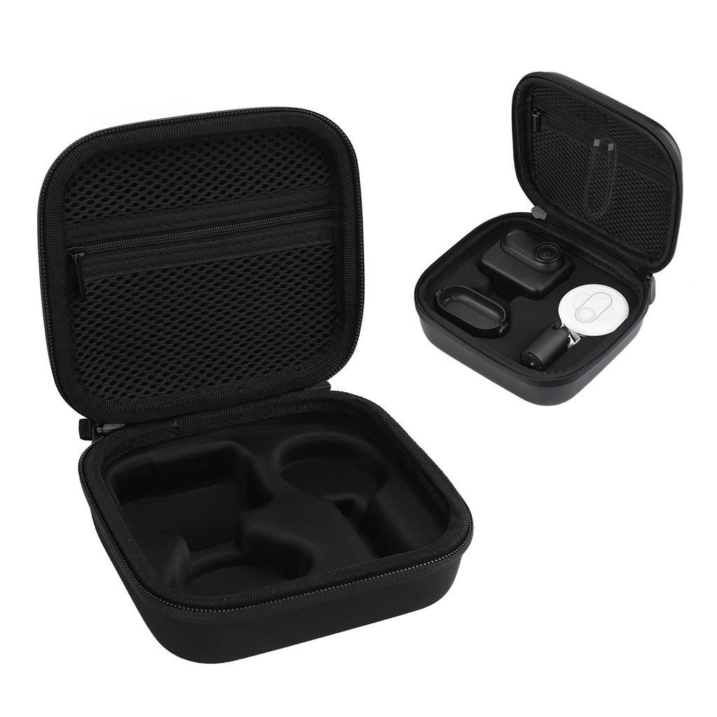 Action Camera Case with Two Way Zipper Mesh Pocket Black Nylon Drop Resistant Portable Water Resista