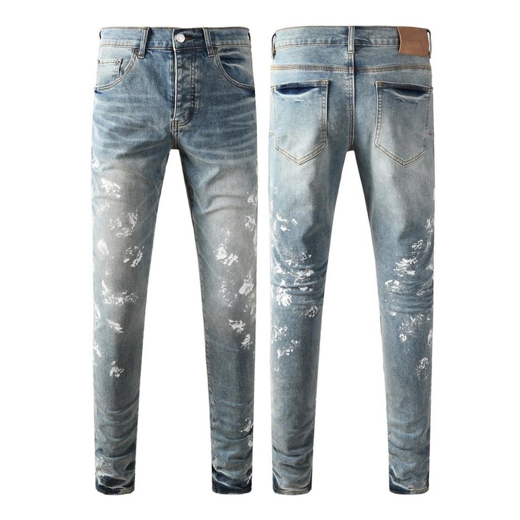 New Fashion Jeans Men streetwear Classic style Black Distressed Streetwear High Stretch Skinny Button Fly Ripped Trousers Brand
