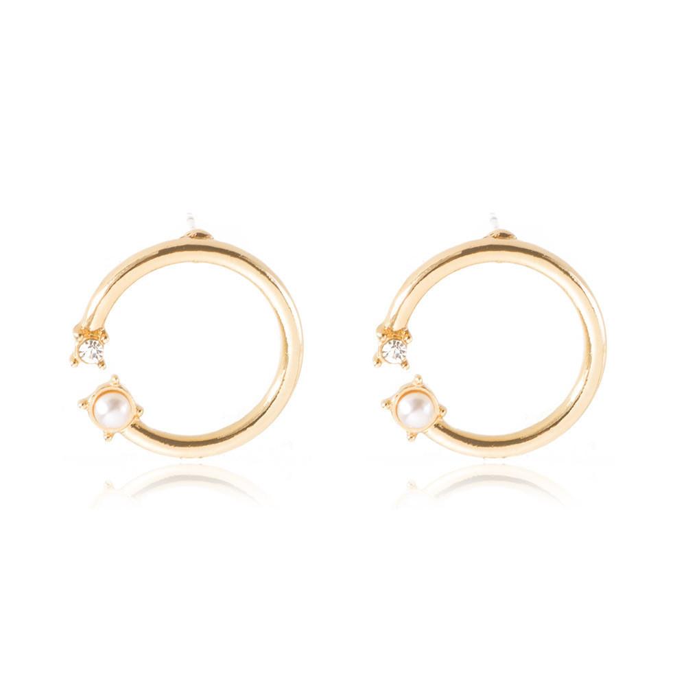 Pearl Round Classy Stud Earrings Alloy Material Trendy Jewelry