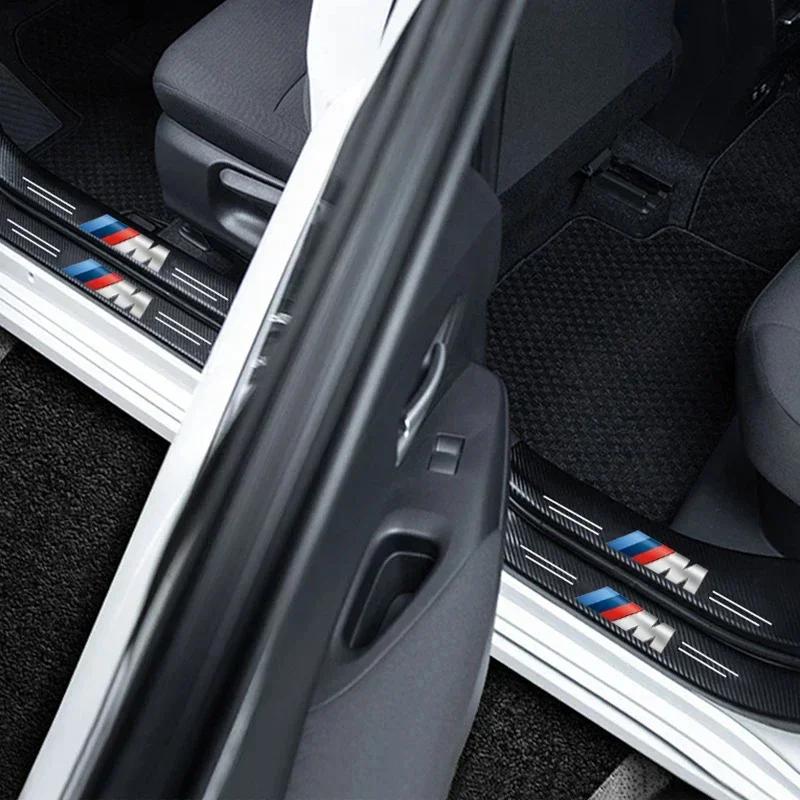 NTED3 Hot 2025 1/4/5Pcs Car Door Sill Scuff Plate Decor Carbon Fiber Stickers For BMW M G11 E48 Series G07 G06 G02 G01 F48 F39 G42 G26