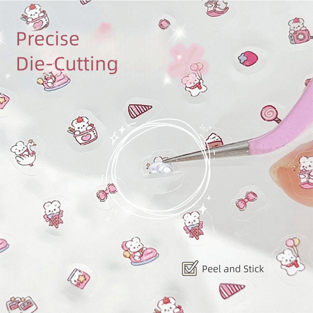 24Pcs/Set Self Adhesive Nail Sticker Soft Embossed Cartoon Stickers for Nail Art Decoration