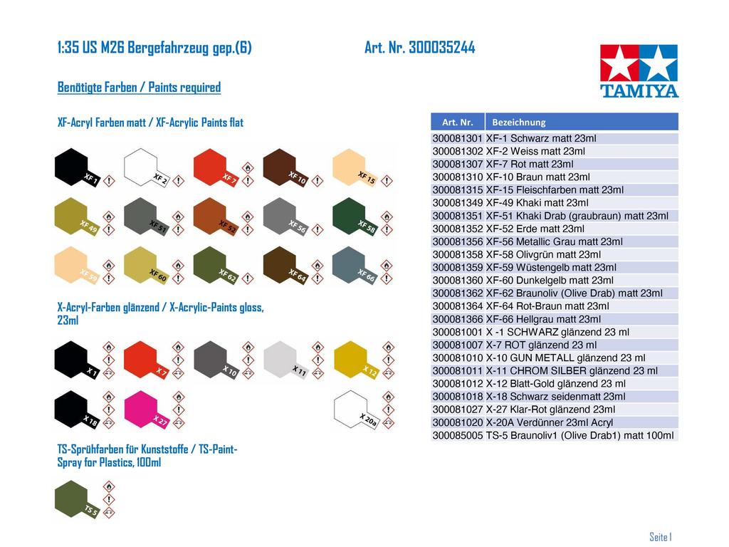Tamiya Военная миниатюрная серия бронированная ремонтно-эвакуационная машина армии США M26, пластиковая модель 35244 1/35 № 244