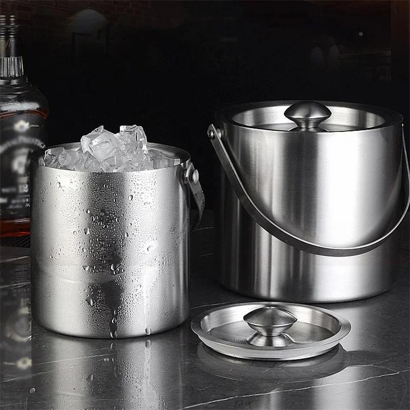 Double Walled Cooler Bucket Stainless Steel Ice Bucket With Comfortable Carry Handle Beverage Tub Wine/Drinking/Beer Cooler