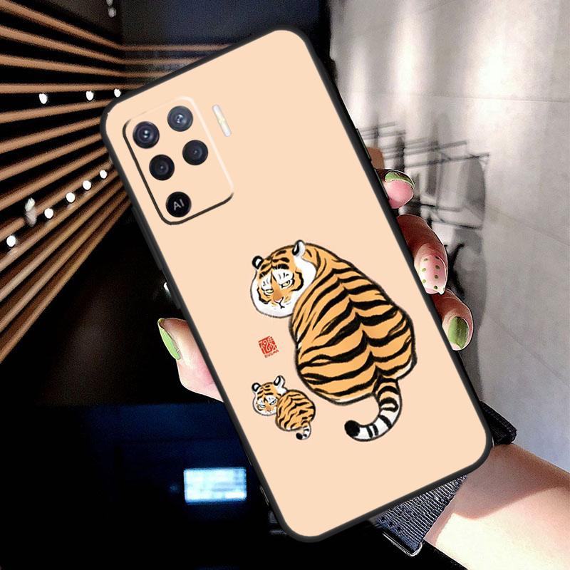 Мультяшный Толстый Тигр Чехол Для Oppo A74 A54 A94 A80 A60 A40 A18 A38 A58 A78 A98 A96 A76 A16 A15 A17 A57 A77 A5 Pro