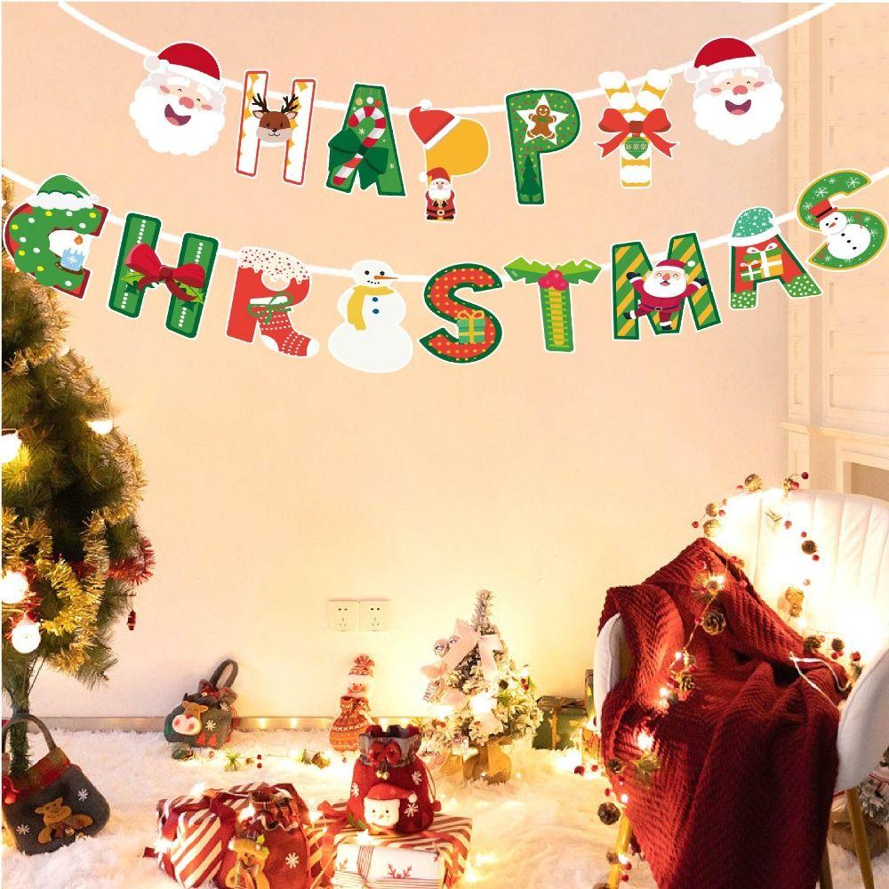 Баннер «Санта Клаус» Рождественский декоративный рождественский подвесной баннер на дверь для дома