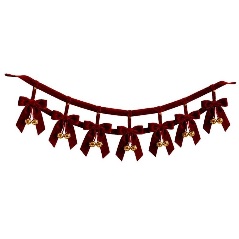 Hanging Bow Bell Ornaments DIY Xmas Holiday Banner Christmas Bowknot Banner Christmas Celebrations