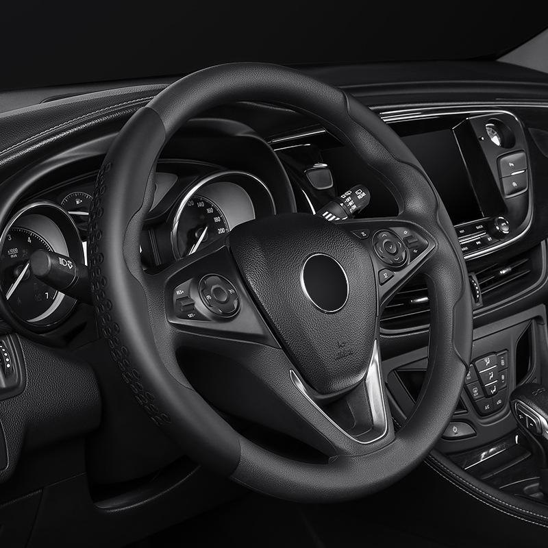 1 пара автомобильных чехлов на руль 38 см, нескользящий силиконовый чехол для рулевого управления, углеродное волокно/матовое украшение интерьера