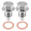 A ABSOPRO Car Engine Magnetic Drain Plug Stainless Steel with Copper Washers 2 Pack M12x1.25