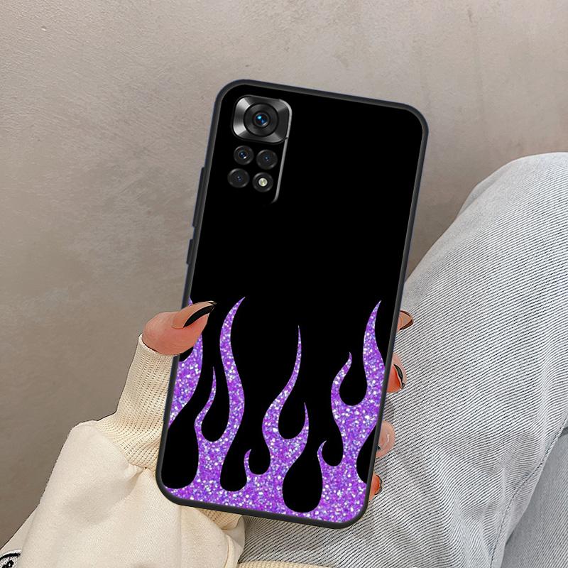 Purple Flames Fire Print For Xiaomi Redmi Note 13 9 10 11 12 14 15 Pro Plus Case Cover For Redmi 14C 10C 12C 13C 15C