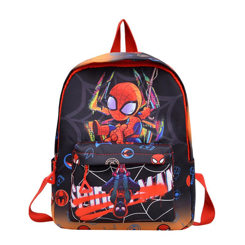 Cartoon Kids Spider Man Backpack For Boys And Girls With Breathable Nylon And Comfortable Shoulder Straps For Kindergarten Daily Use