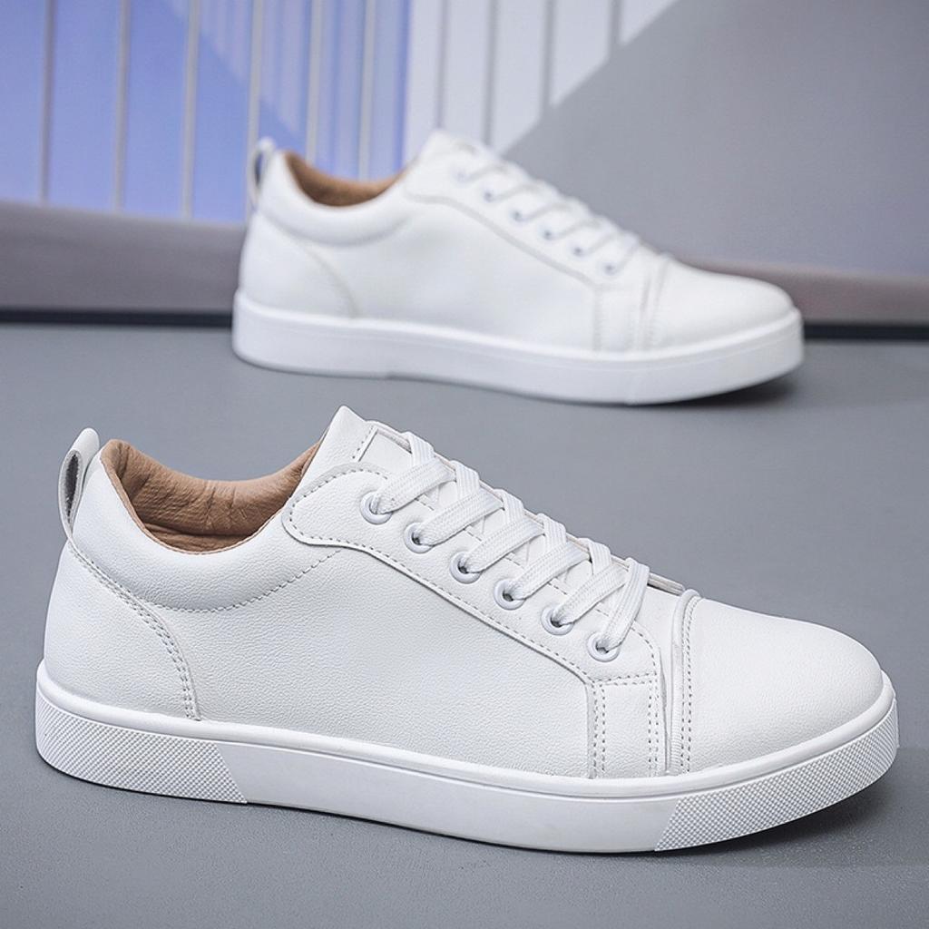 New Shoes for Men Leather Casual Shoes Fashion Flat Skateboard Shoes Street Cool Lace-up Sneaker