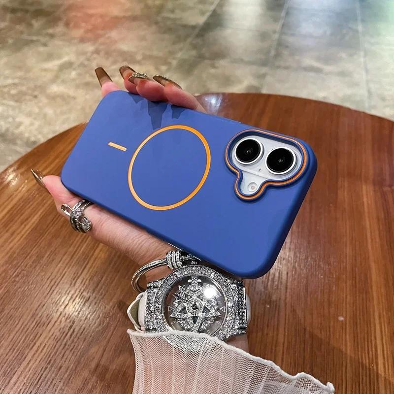 Роскошный матовый чехол из твердого ПК для iPhone 16 Pro Max 14 15 Plus 12 13 15 pro max, магнитный чехол-накладка для беспроводной зарядки