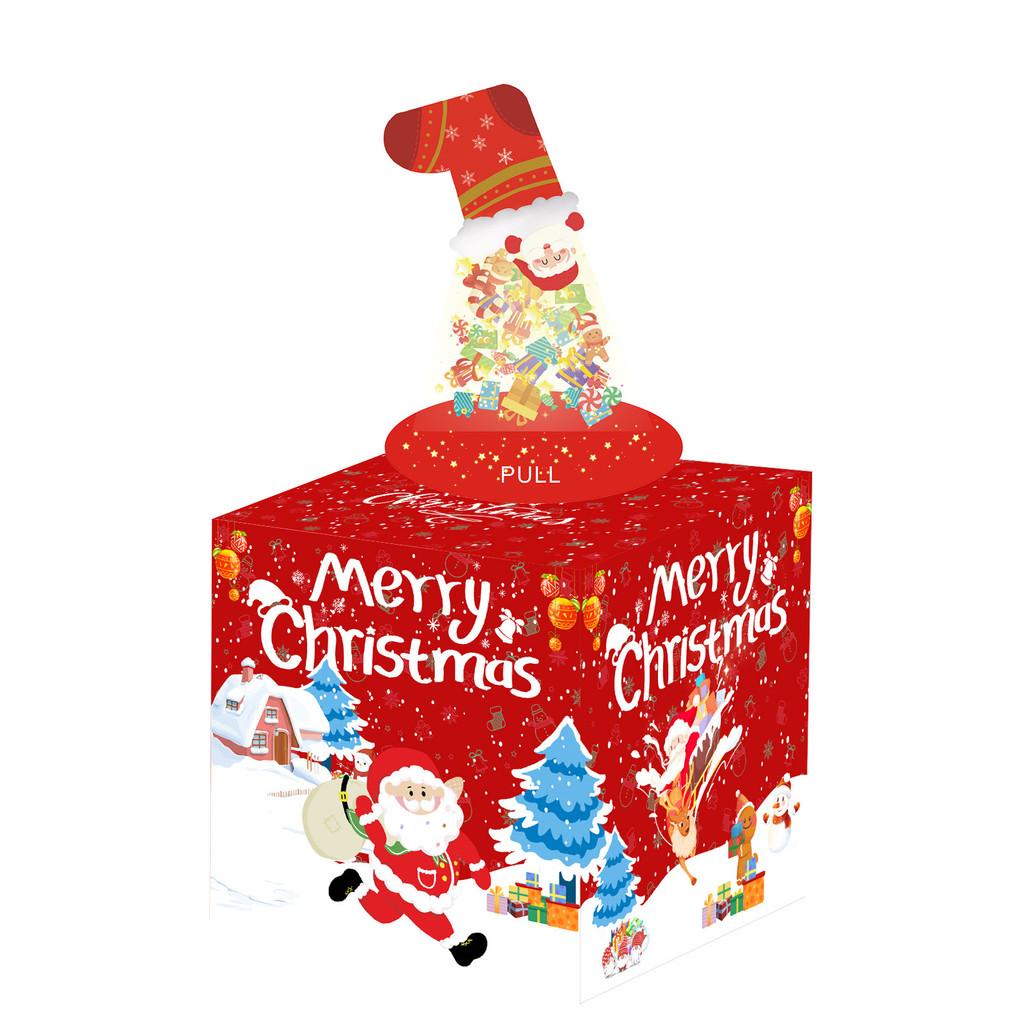 Christmas Decor Party Red Christmas Sock Pattern Gift Box For Gift Presentation