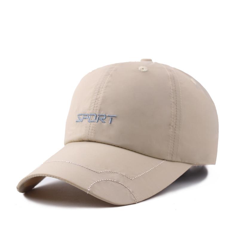 Summer Men'S Solid Color Letter Embroidery Waterproof Quick-Drying Hat Women'S Curved Brim Cap Outdoor Sun Protection Sports Baseball Cap