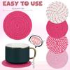Pink Woven Coasters, 4.13in/10.5cm Round Pink Coaster for Desk Cute Coasters Set of 4 for Kitchen Dining Coffee Table Desk Accessories Aesthetic